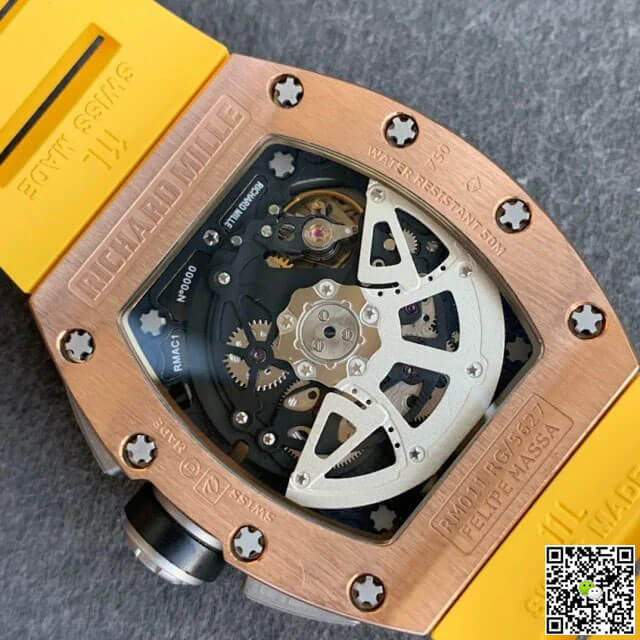 Replica Richard Mille RM011 1:1 Best Edition KV Factory Rose Gold Rubber Strap