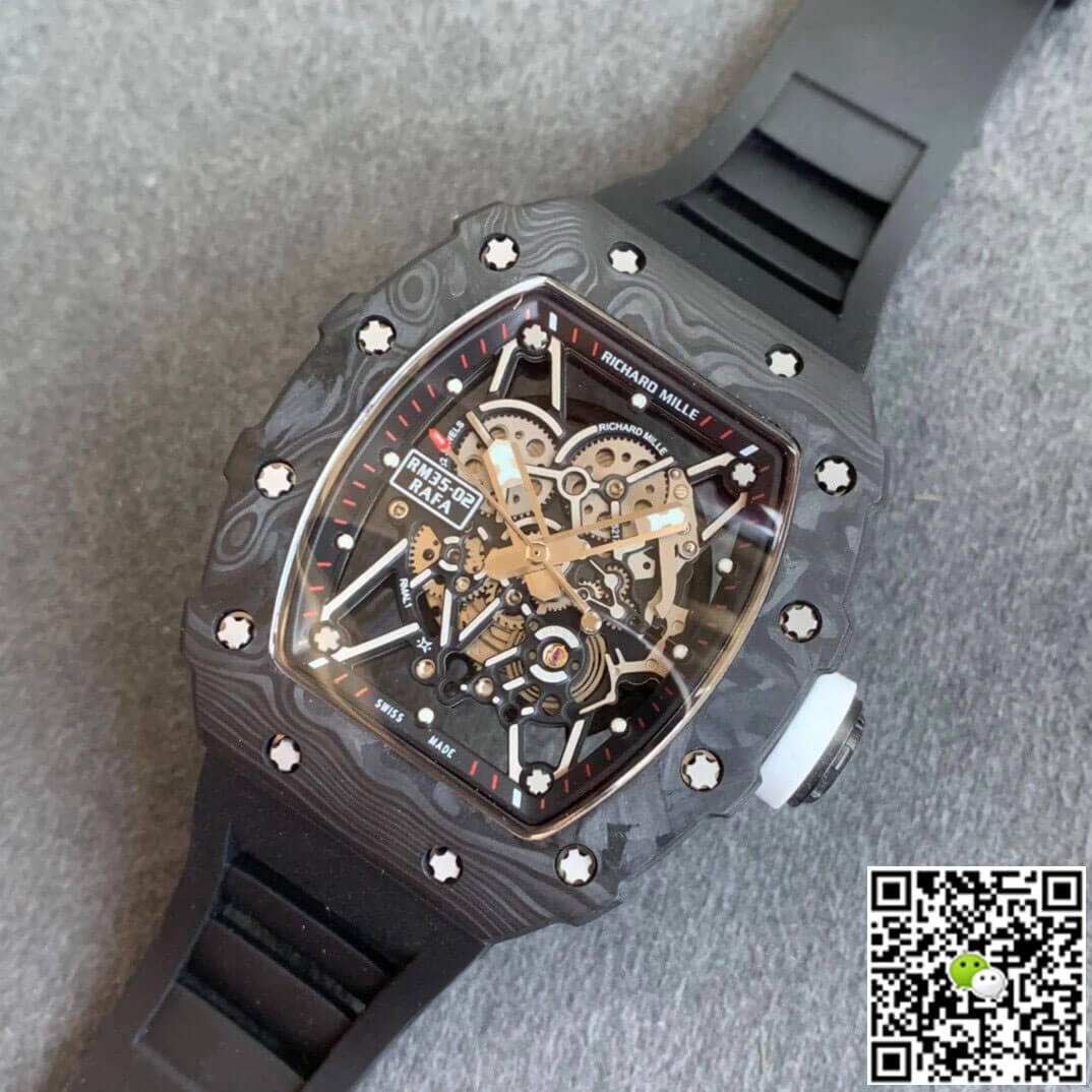 Replica Richard Mille RM035-02 1:1 Best Edition KV Factory Carbon Fiber Black Strap