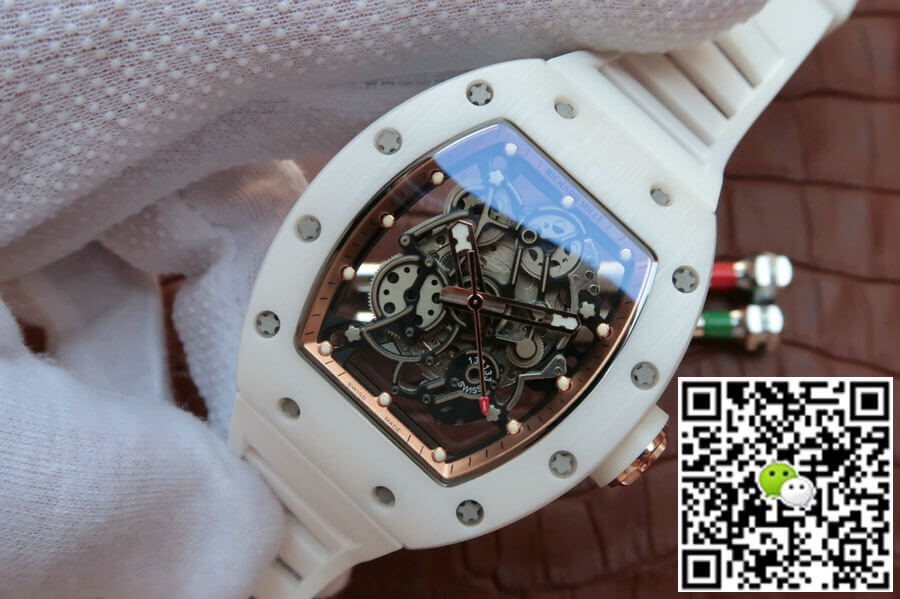 Replica Richard Mille RM055 1:1 Best Edition KV Factory White Ceramic Rubber Strap