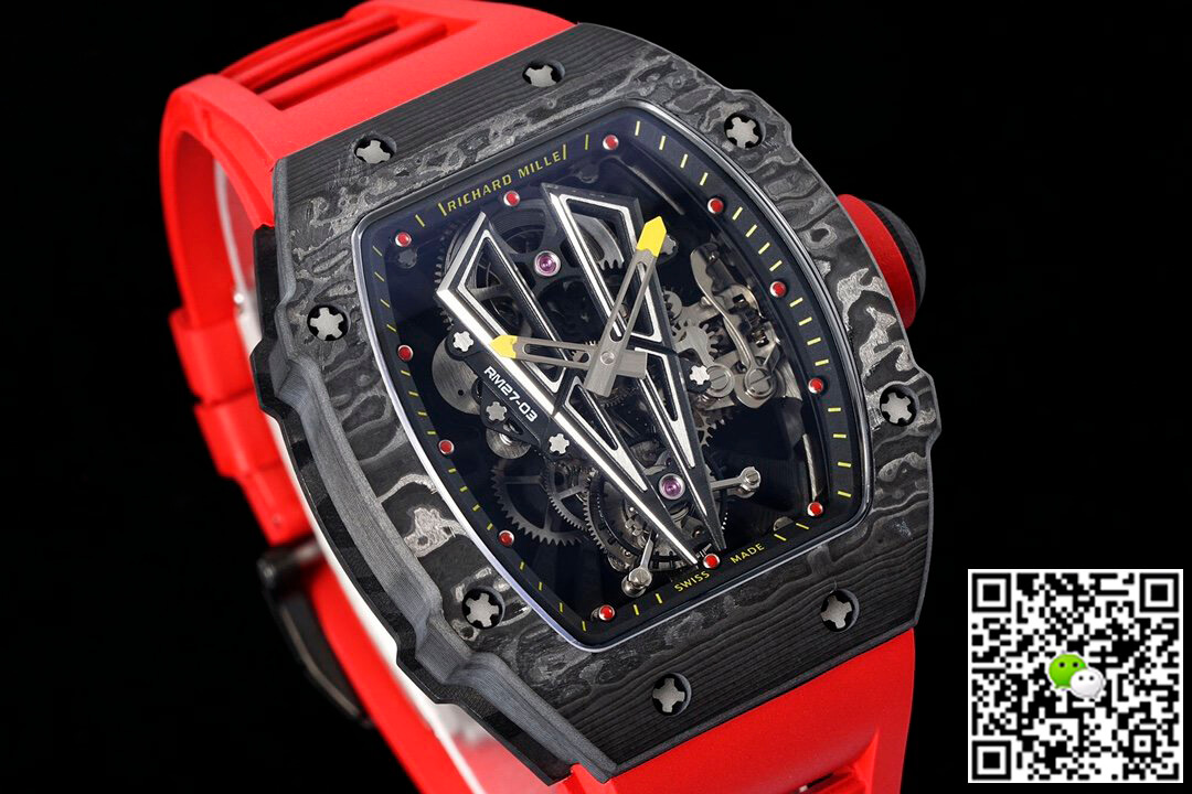Replica Richard Mille RM27-03 Rafael Nadal Tourbillon 1:1 Best Edition RM Factory Red Rubber Strap