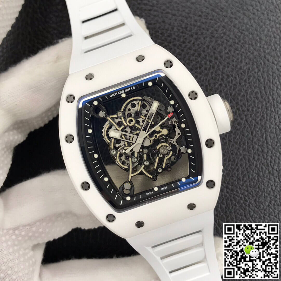 Replica Richard Mille RM055 1:1 Best Edition ZF Factory White Ceramic