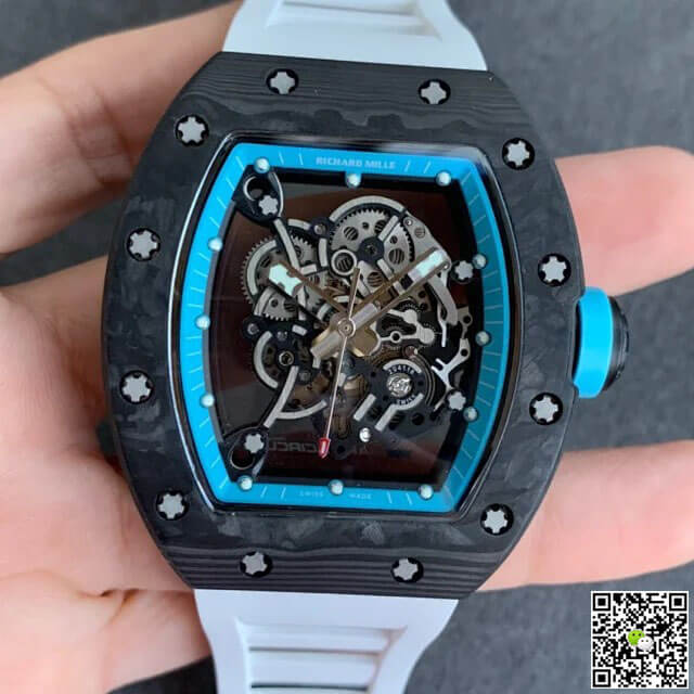 Replica Richard Mille RM055 1:1 Best Edition KV Factory V2 Carbon Fiber Rubber Strap