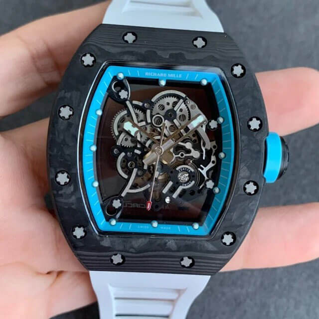 Replica Richard Mille RM055 1:1 Best Edition KV Factory V2 Carbon Fiber Rubber Strap