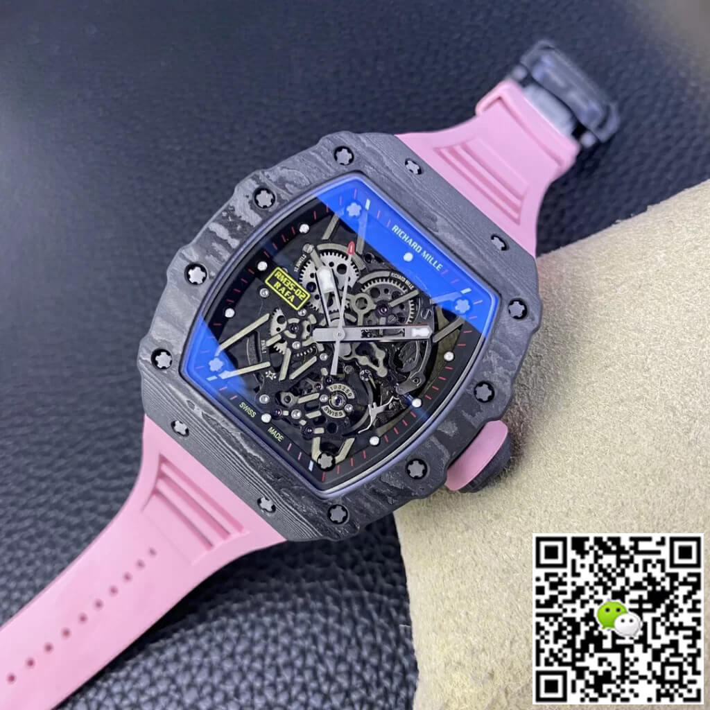 Richard Mille Replica RM35-02 1:1 Best Edition T+ Factory NTPT Carbon Fiber Pink Rubber Strap