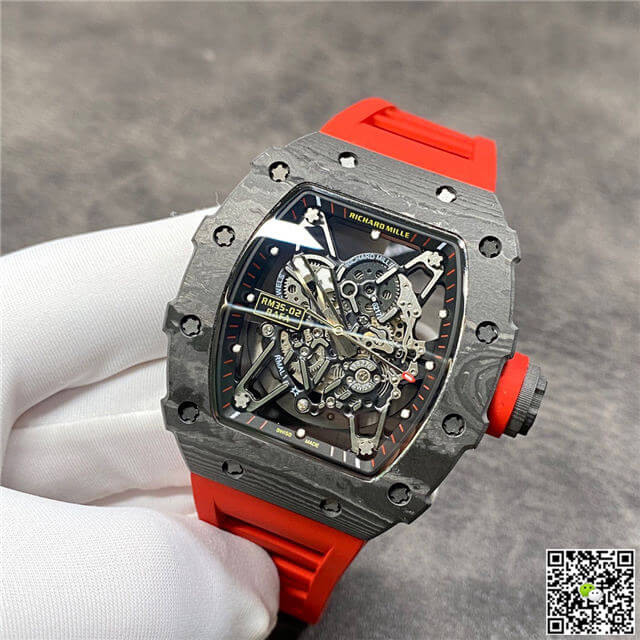 Replica Richard Mille RM35-02 1:1 Best Edition KV Factory Carbon Fiber Red Strap