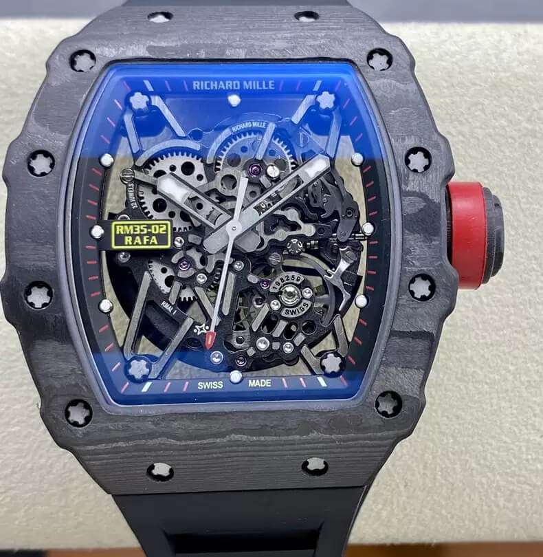 Richard Mille Replica RM35-02 1:1 Best Edition T+ Factory NTPT Carbon Fiber Black Strap