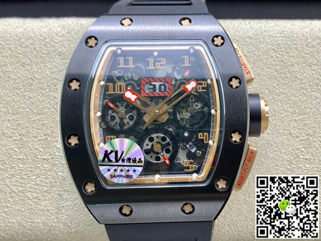 Replica Richard Mille RM011 1:1 Best Edition KV Factory Ceramic Skeleton Dial