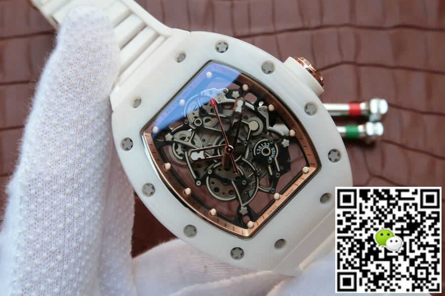 Replica Richard Mille RM055 1:1 Best Edition KV Factory White Ceramic Rubber Strap