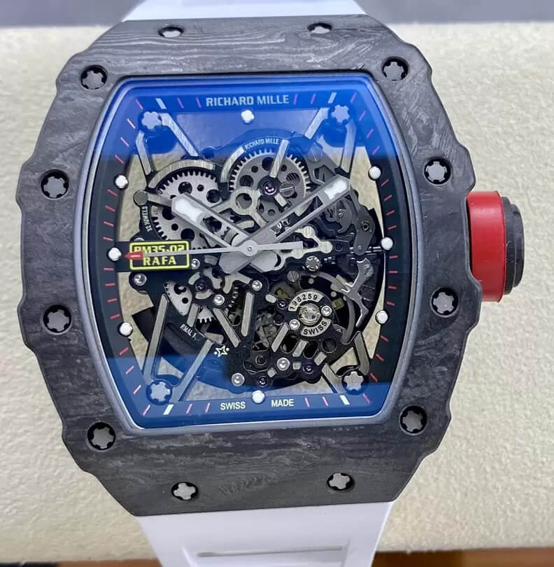 Richard Mille Replica RM35-02 1:1 Best Edition T+ Factory Carbon Fiber White Strap