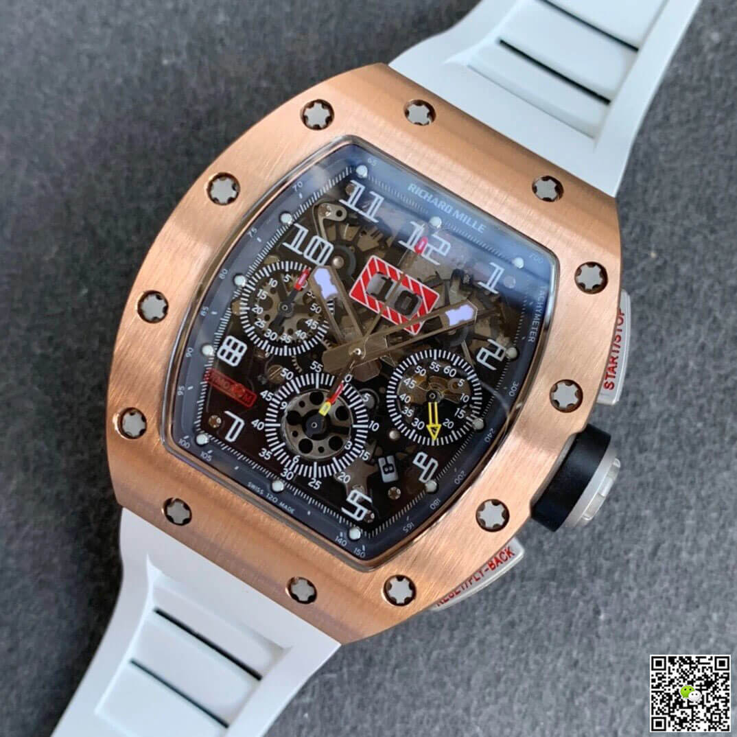 Replica Richard Mille RM11 1:1 Best Edition KV Factory Rose Gold White Strap