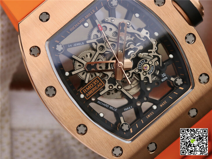 Replica Richard Mille RM035 Americas KV Factory 1:1 Best Edition Orange Strap