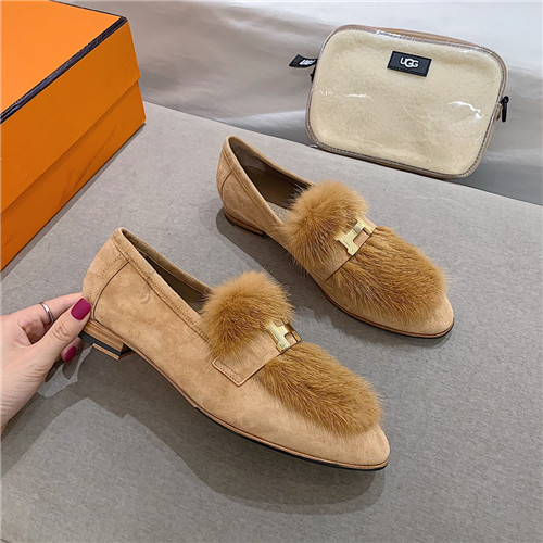 H**me5 sheepskin mink loafers