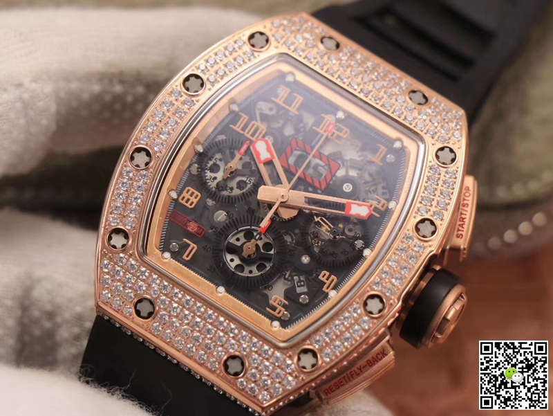 Replica Richard Mille RM011 RG/5423 1:1 Best Edition KV Factory Rose Gold D1am0nd Swiss Movement