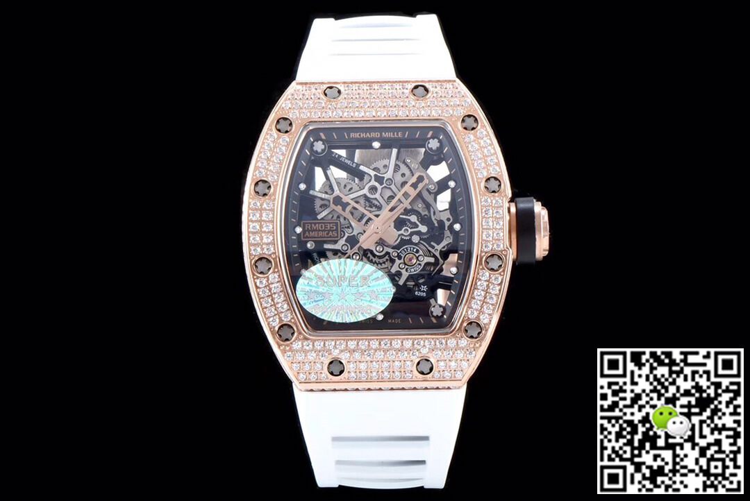Richard Mille Replica RM035 Americas 1:1 Best Edition KV Factory Rose Gold D1am0nd Case