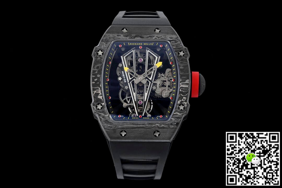 Replica Richard Mille RM27-03 Rafael Nadal Tourbillon 1:1 Best Edition RM Factory Black Rubber Strap