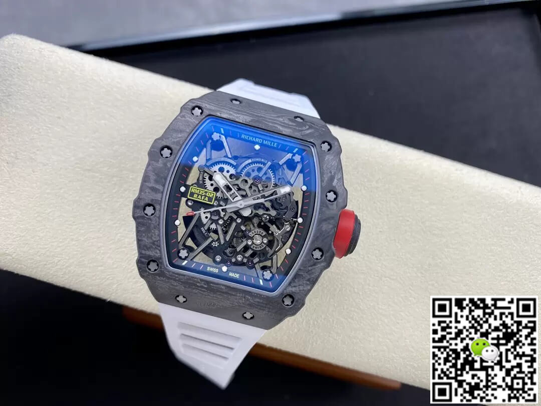 Richard Mille Replica RM35-02 1:1 Best Edition T+ Factory Carbon Fiber White Strap