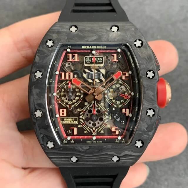 Replica Richard Mille RM-011 1:1 Best Edition KV Factory V2 Forged Carbon Black Strap