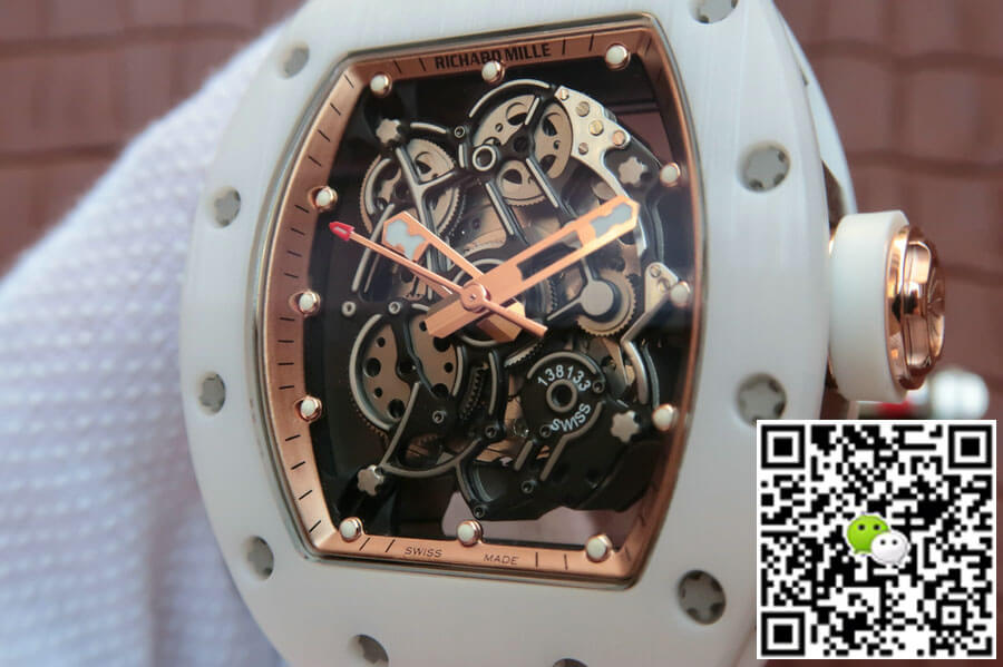 Replica Richard Mille RM055 1:1 Best Edition KV Factory White Ceramic Rubber Strap