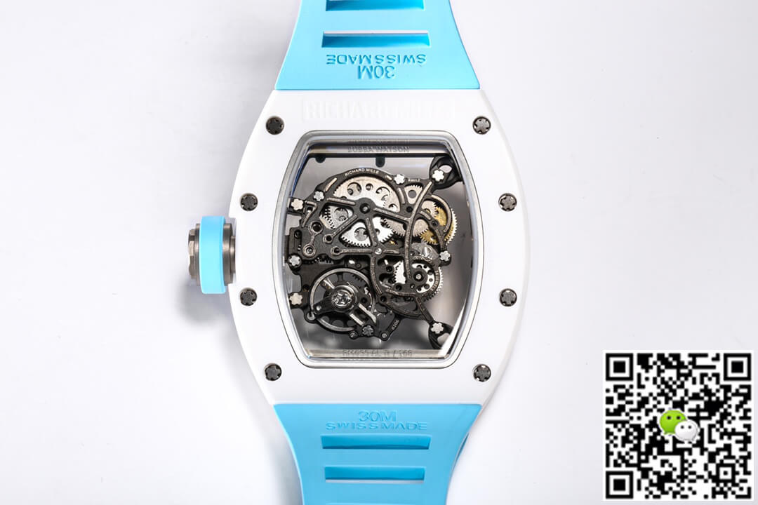 Replica Richard Mille RM-055 1:1 Best Edition BBR Factory Ceramic Case Blue Strap