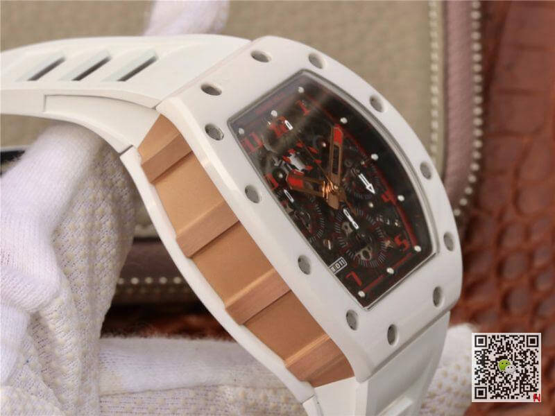 Replica Richard Mille RM011 KV Factory 1:1 Best Edition Swiss ETA7750 Crystal Dial With Red Paint On Marker
