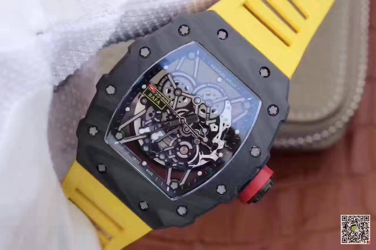 Replica Richard Mille RM35-02 KV Factory 1:1 Best Edition Swiss ETA8215 Yellow Rubber Strap