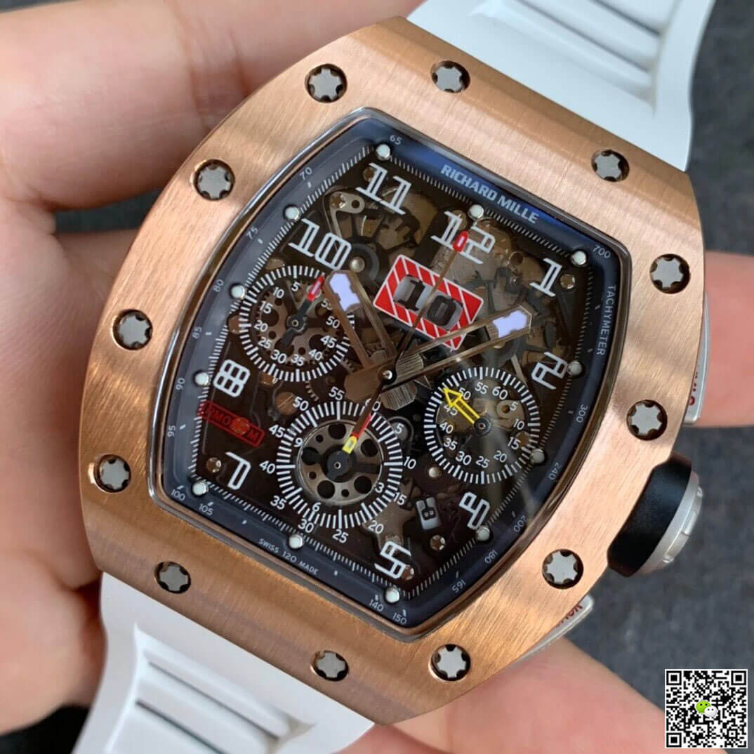 Replica Richard Mille RM11 1:1 Best Edition KV Factory Rose Gold White Strap