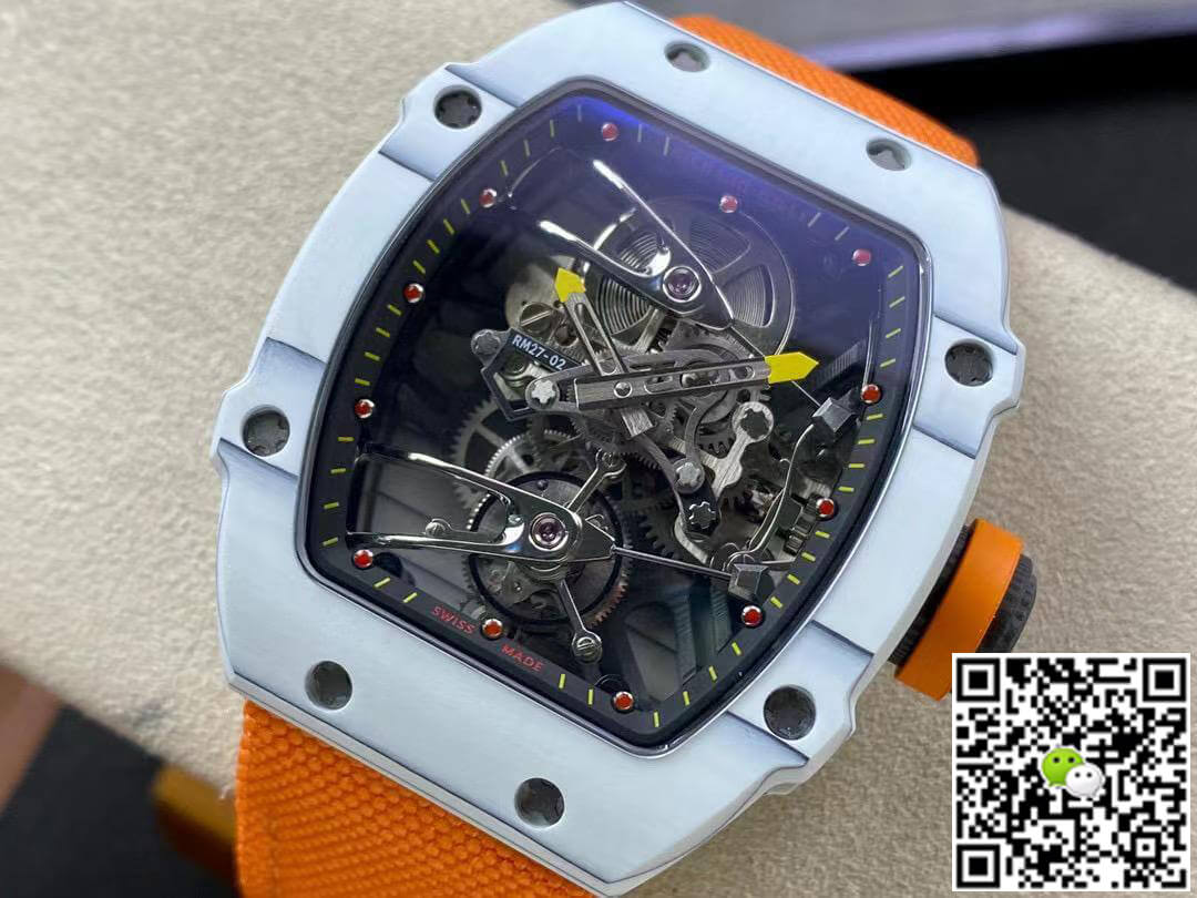 Replica Richard Mille RM27-02 1:1 Best Edition RM Factory Skeleton Tourbillon Orange Strap
