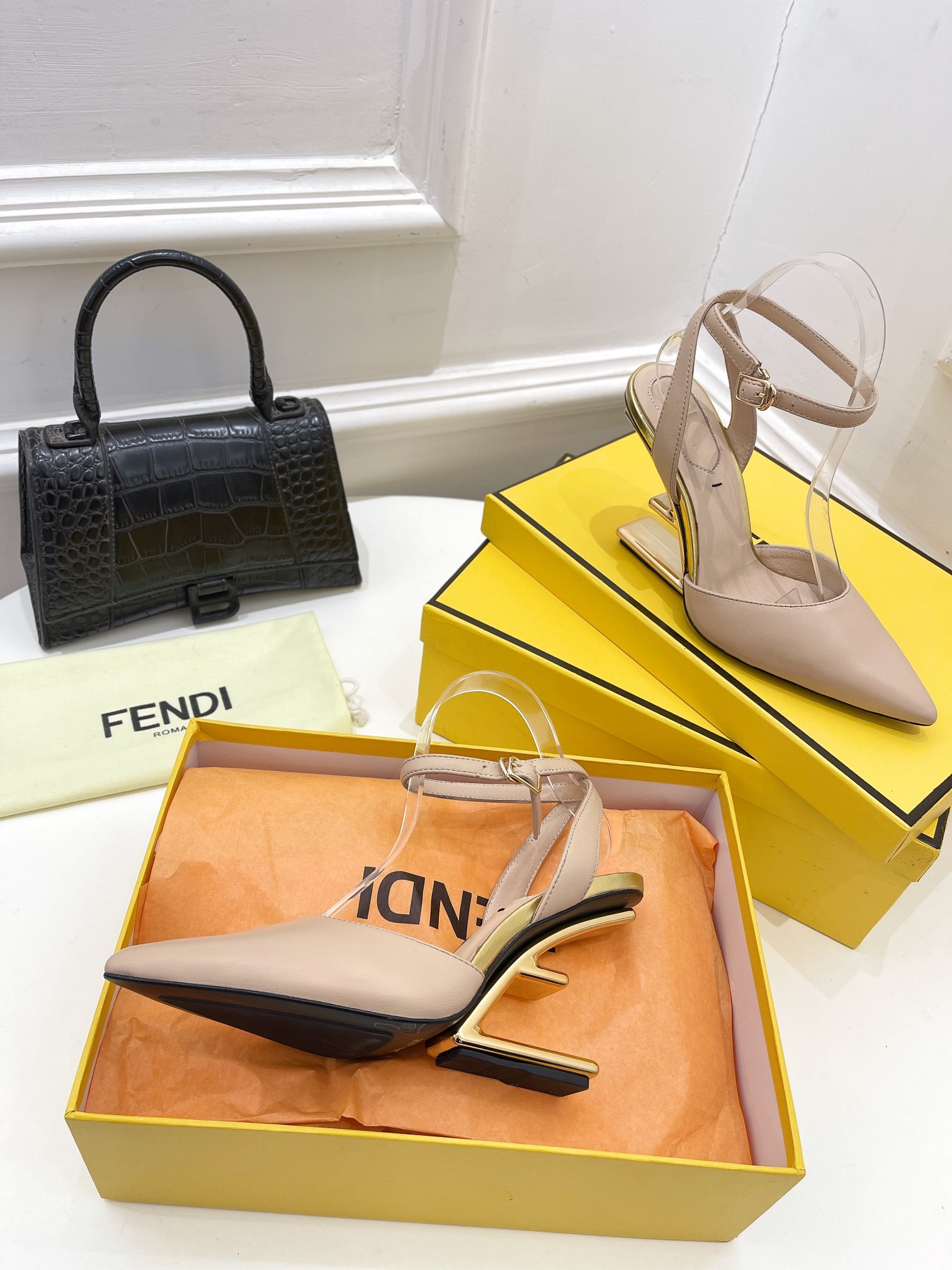 F**di first leather high-heel sandals