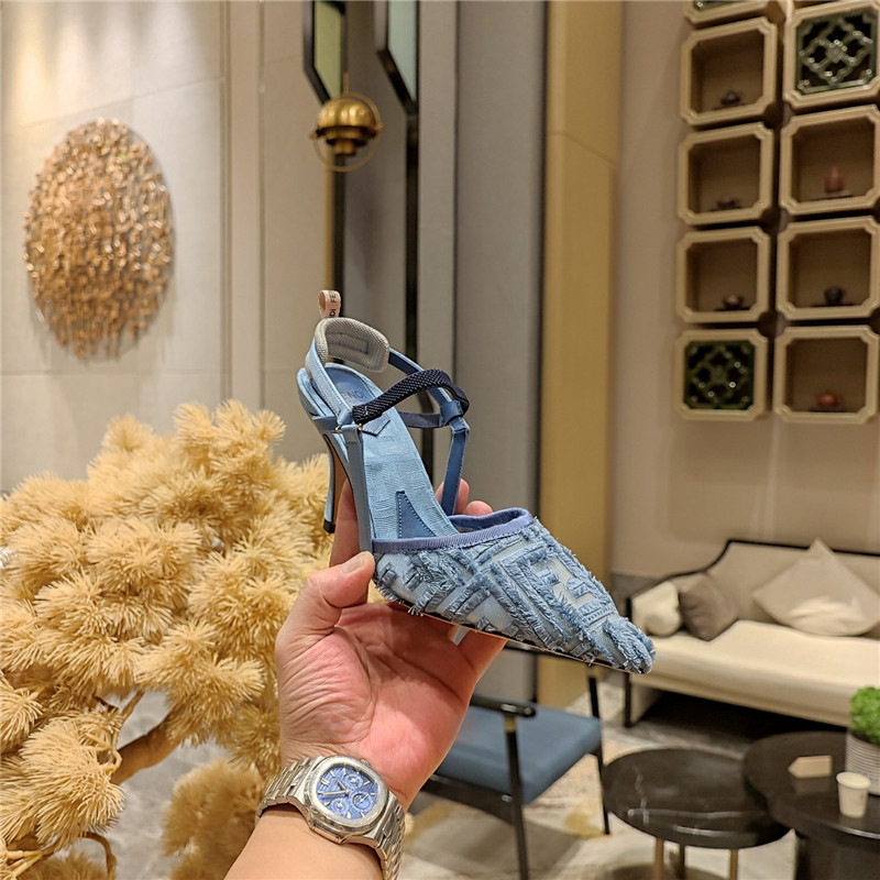 F**di flocked embroidered pointed toe sandals