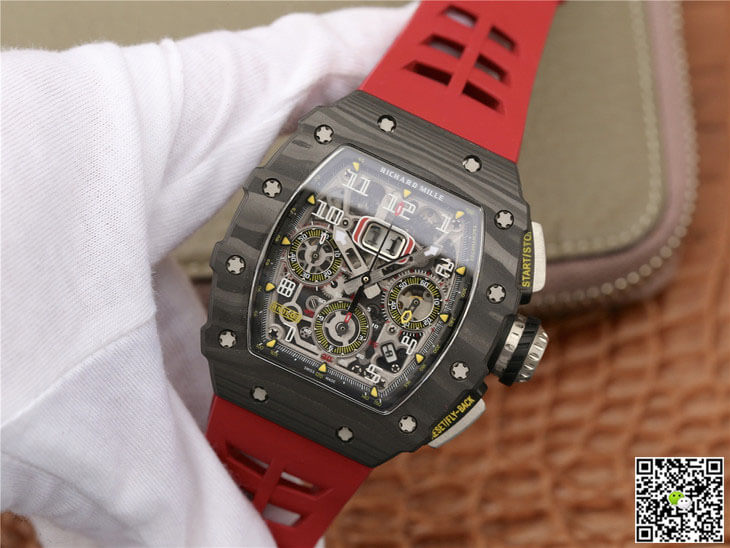 Replica Richard Mille RM11-03 1:1 Best Edition KV Factory Carbon Fiber Red Strap