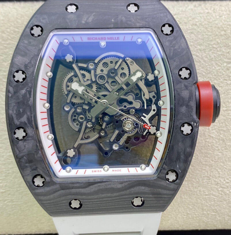 Replica Richard Mille RM055 1:1 Best Edition KV Factory V2 White Rubber Strap