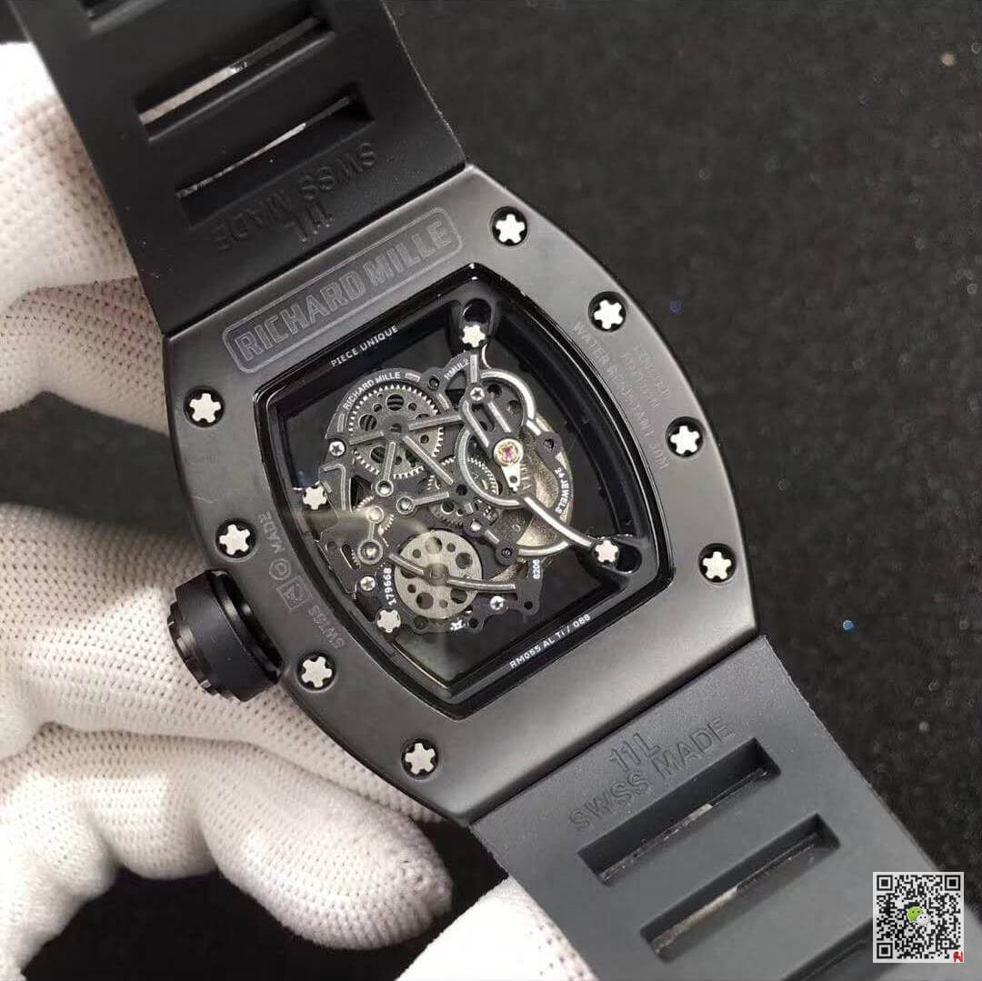 Replica Richard Mille RM055 KV Factory 1:1 Best Edition Swiss ETA8215 Black Rubber Strap