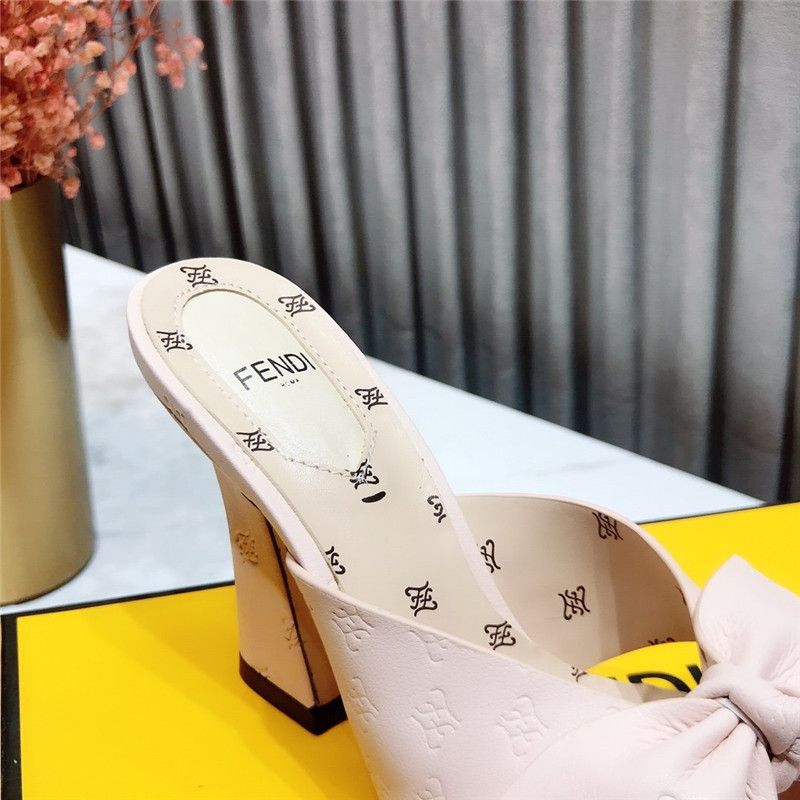 F**di block heel sandals white