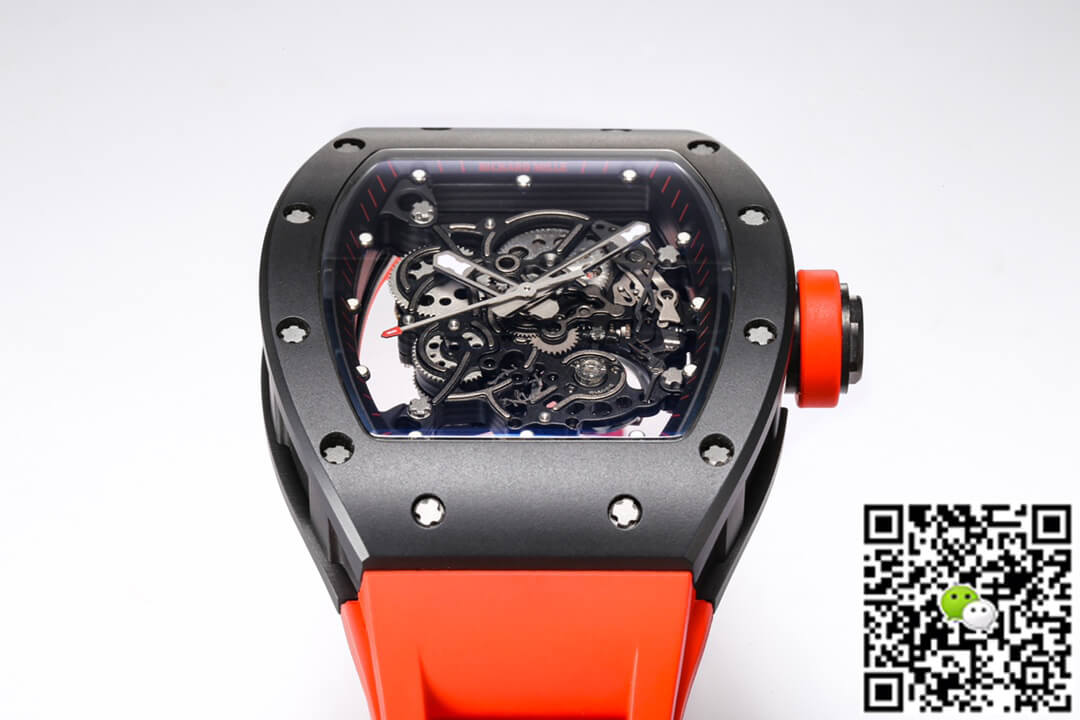 Replica Richard Mille RM-055 1:1 Best Edition BBR Factory Ceramic Case Red Strap