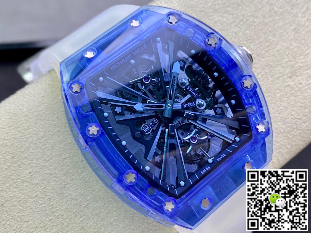 Replica Richard Mille RM12-01 1:1 Best Edition RM Factory Tourbillon Sapphire Clear Version