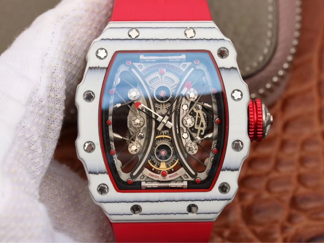 Replica Richard Mille RM53-01 1:1 Best Edition KV Factory TPT Carbon Fiber Red Strap