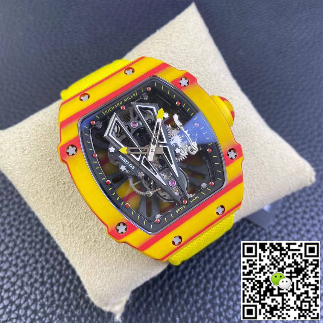 Replica Richard Mille RM27-03 Rafael Nadal Tourbillon 1:1 Best Edition RM Factory Yellow Strap