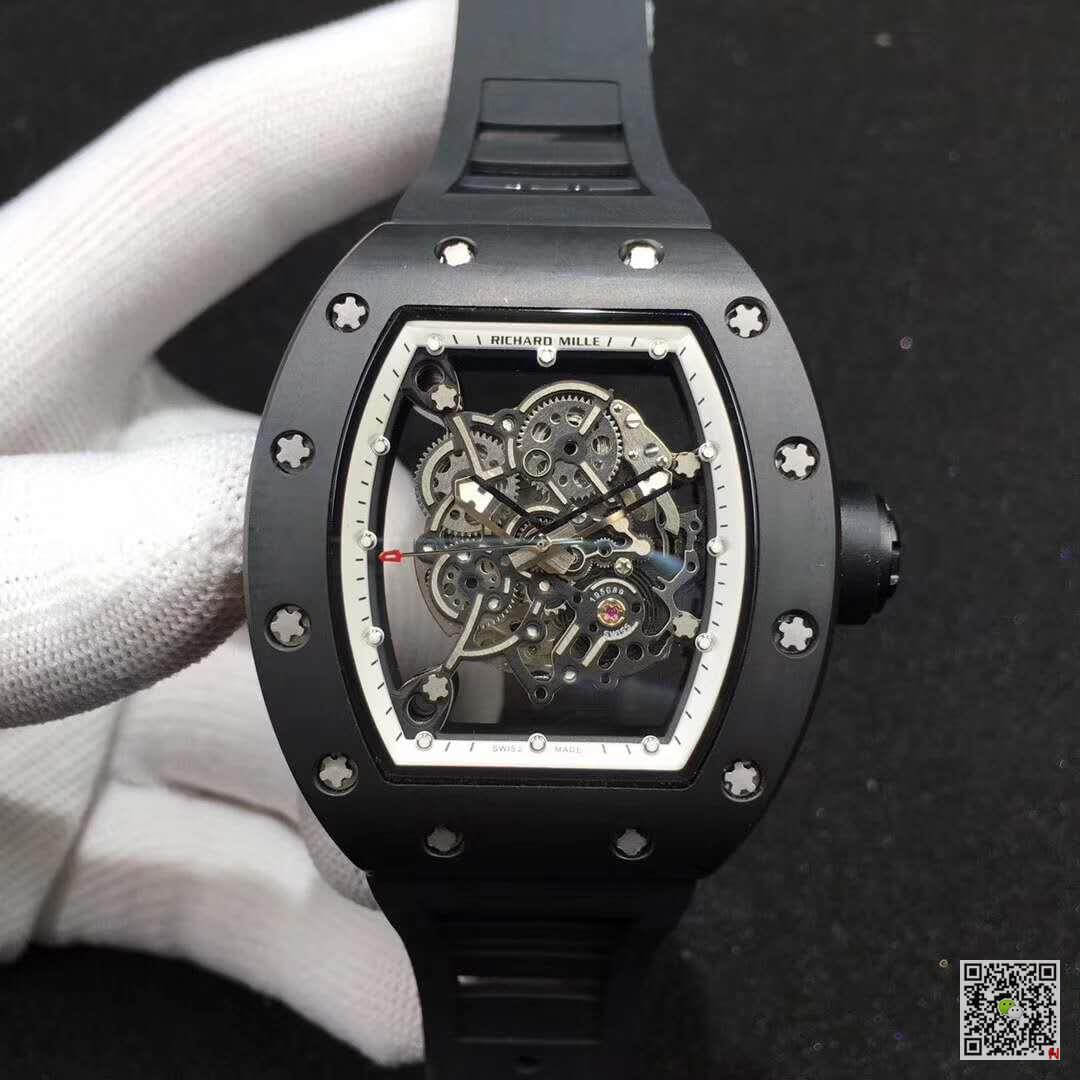 Replica Richard Mille RM055 KV Factory 1:1 Best Edition Swiss ETA8215 Black Rubber Strap