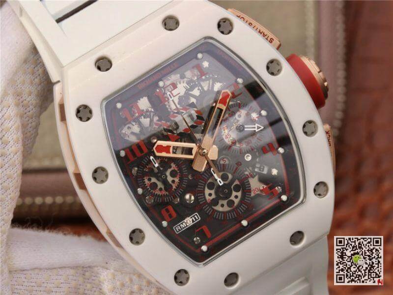 Replica Richard Mille RM011 KV Factory 1:1 Best Edition Swiss ETA7750 Crystal Dial With Red Paint On Marker