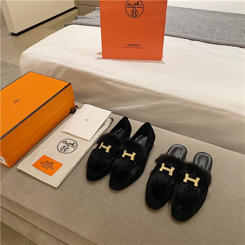 H**me5 sheepskin mink loafers