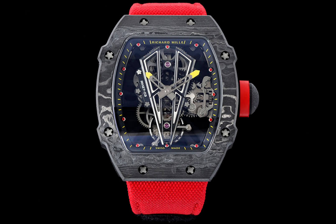 Replica Richard Mille RM27-03 Rafael Nadal Tourbillon 1:1 Best Edition RM Factory Red Strap