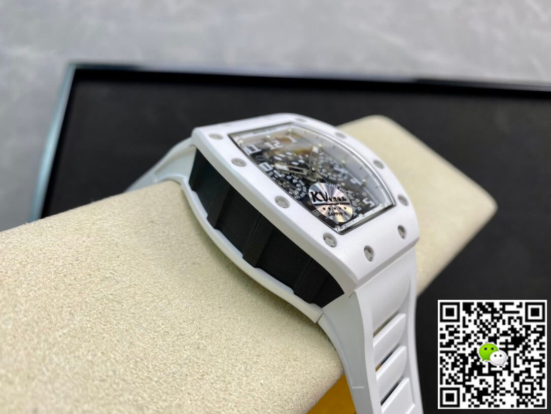 Replica Richard Mille RM011 KV Factory 1:1 Best Edition Swiss ETA7750 White Rubber Strap