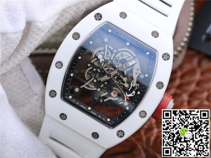 Replica Richard Mille RM055 1:1 Best Edition KV Factory Ceramic White Rubber Strap