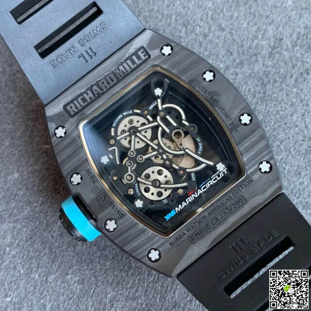 Replica Richard Mille RM055 1:1 Best Edition KV Factory V2 Carbon Fiber Skeleton Dial