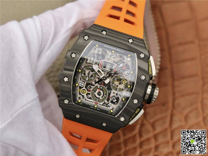 Replica Richard Mille RM11-03 1:1 Best Edition KV Factory Carbon Fiber Orange Strap