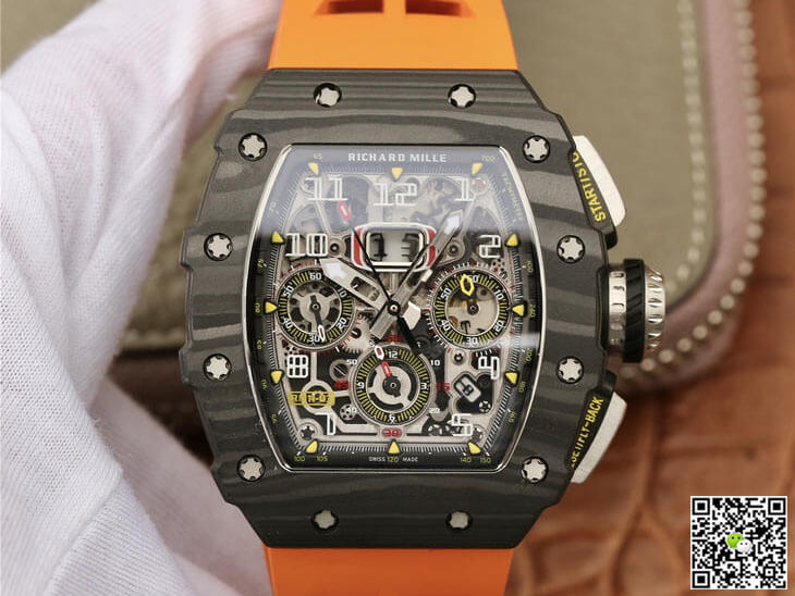 Replica Richard Mille RM11-03 1:1 Best Edition KV Factory Carbon Fiber Orange Strap