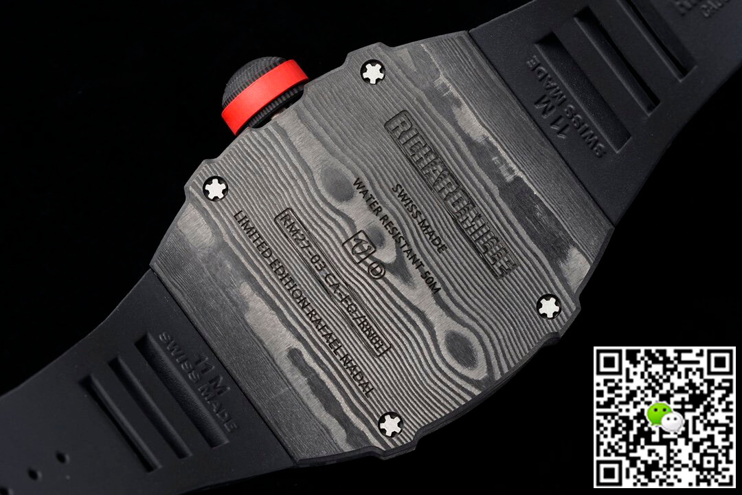 Replica Richard Mille RM27-03 Rafael Nadal Tourbillon 1:1 Best Edition RM Factory Black Rubber Strap