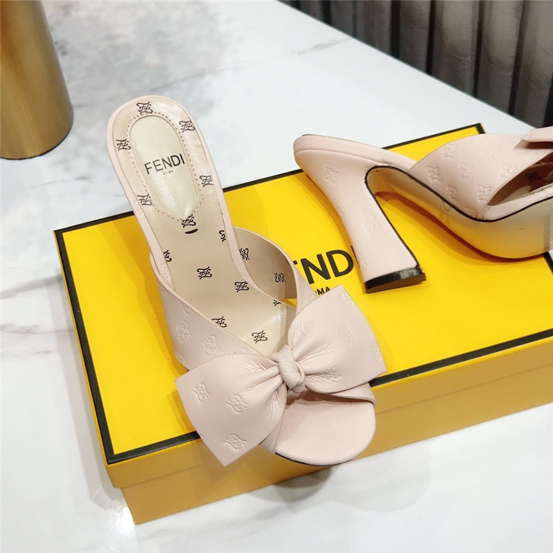 F**di block heel sandals white