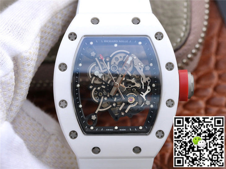 Replica Richard Mille RM055 1:1 Best Edition KV Factory Ceramic White Rubber Strap