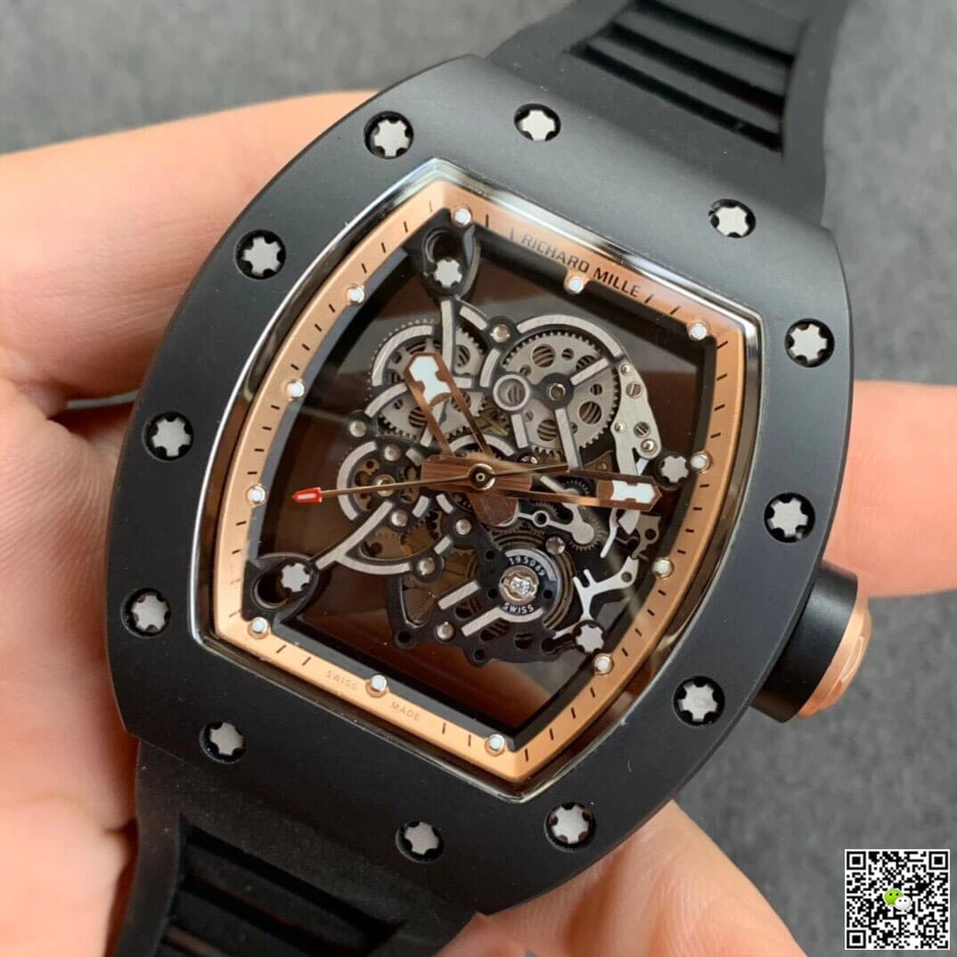 Replica Richard Mille RM055 1:1 Best Edition KV Factory V2 Black Ceramic